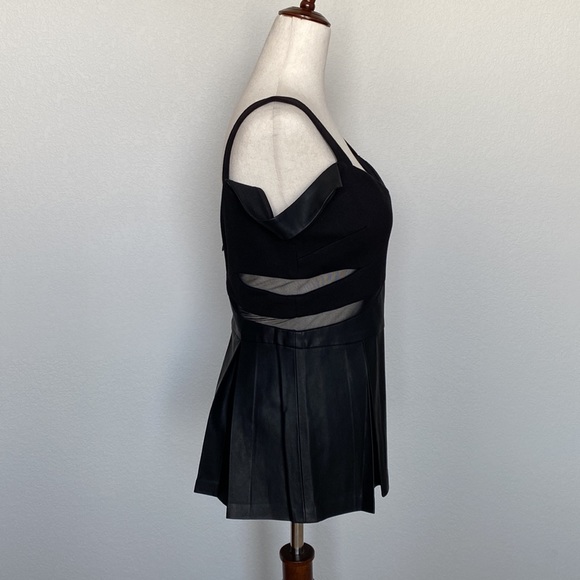 Boston Proper sleeveless/cold shoulder top with faux leather - Picture 2 of 8